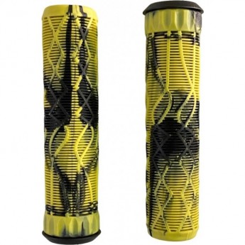 Набор TECH TEAM грипсы 2шт с барендами BL 115/S22, Black-Yellow